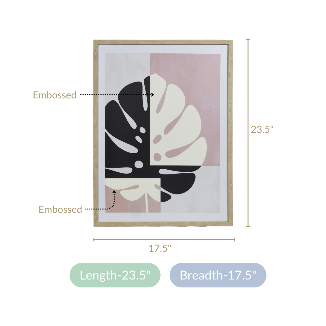 Contemporary Style Monstera Leaf Wall Art 23x17 Inch