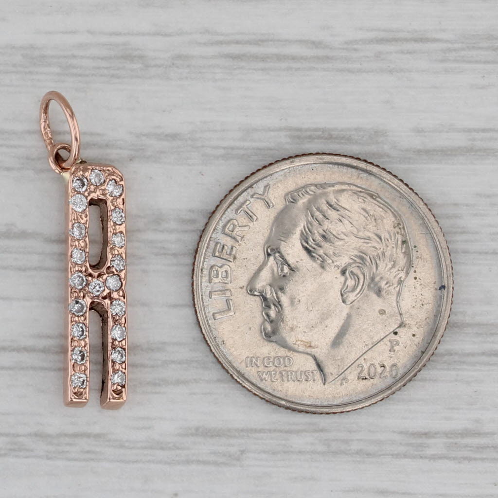0.10ctw Diamond Letter Initial A Pendant 14k Rose Gold Charm