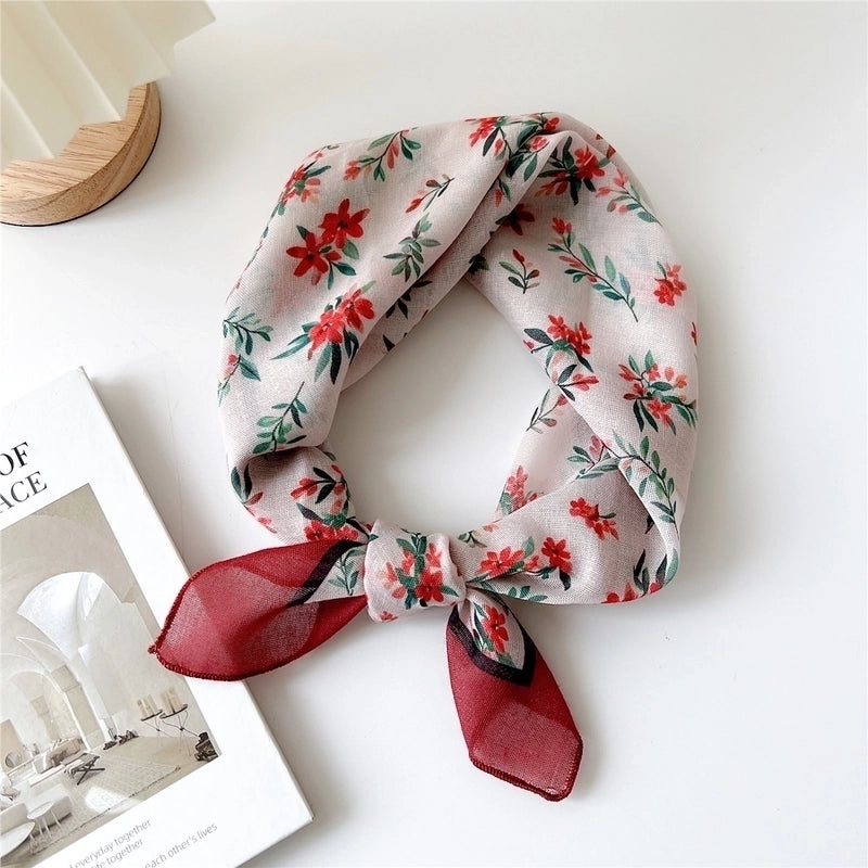 Women's Pastoral Minimalist Flower Cotton And Linen Printing Silk Scarf