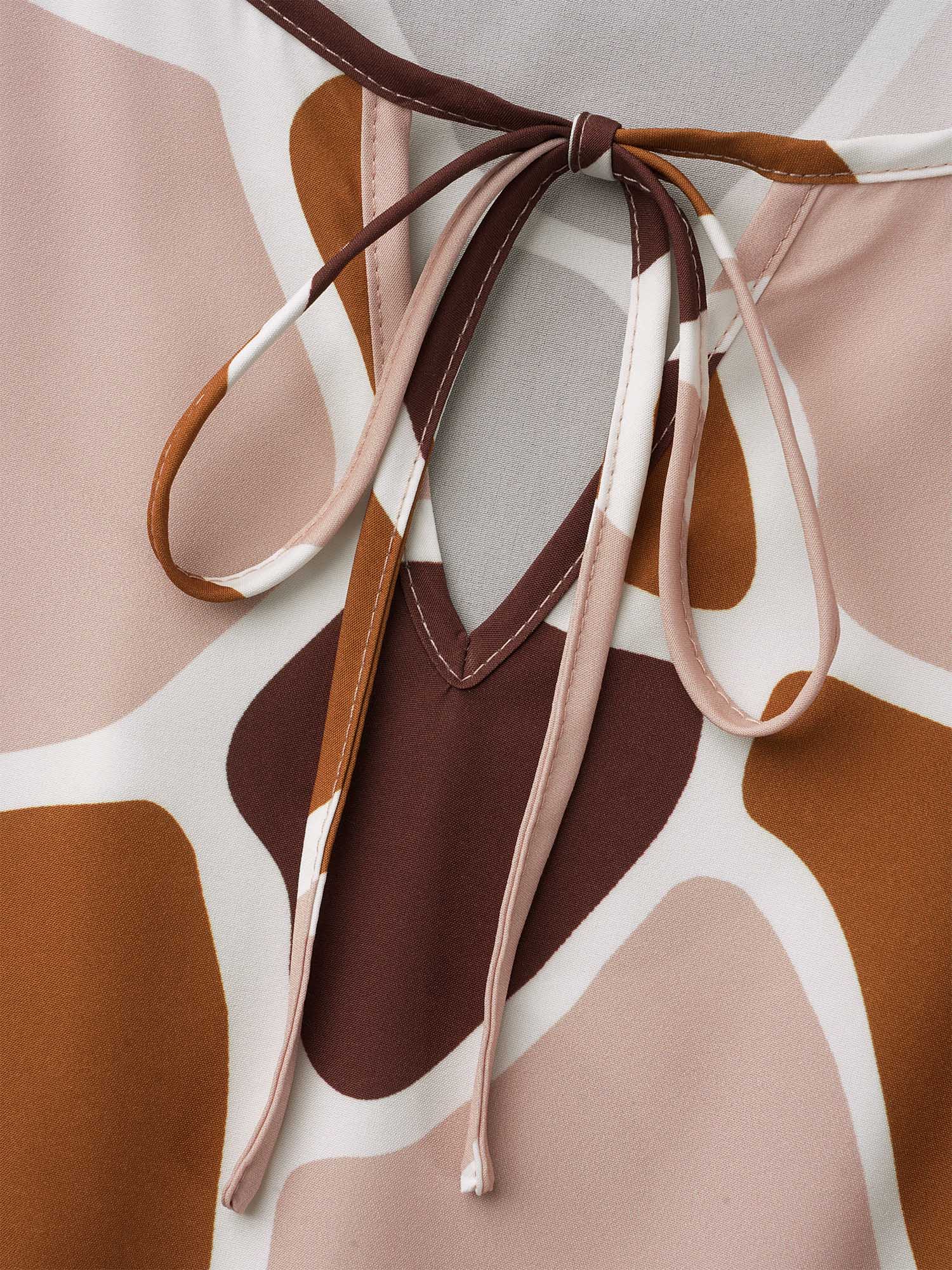 Neck-Tie Color Block Waist Cinched  Dress