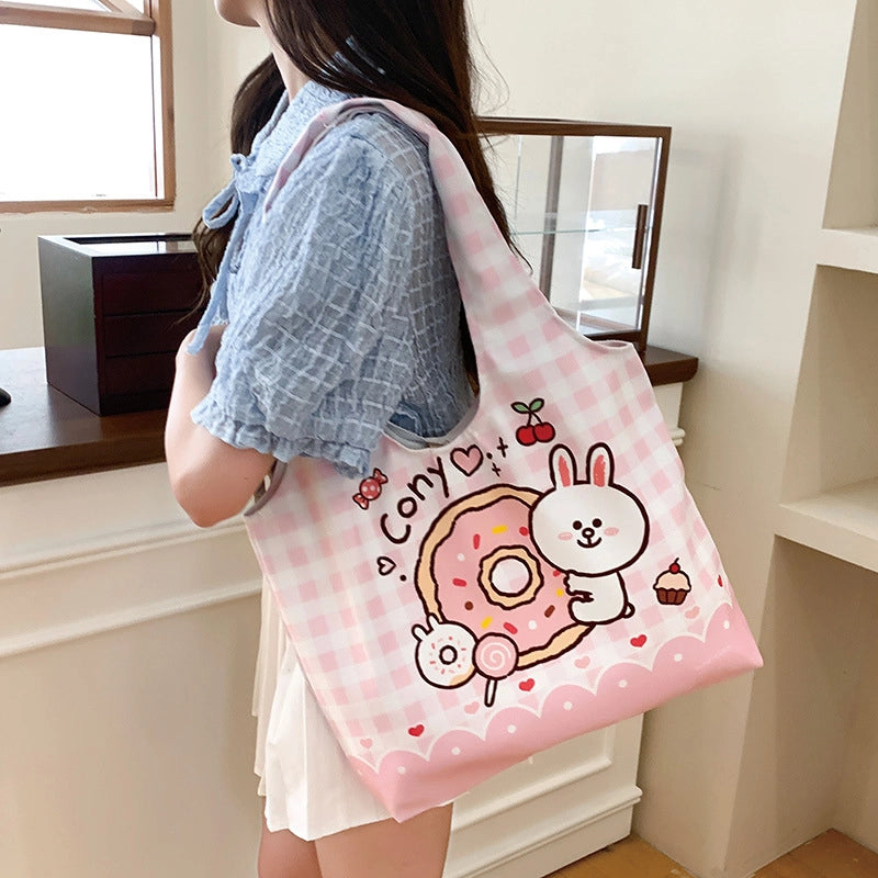 Women's Large Polyester Animal Letter Elegant Cute Streetwear Square Magnetic Buckle Tote Bag
