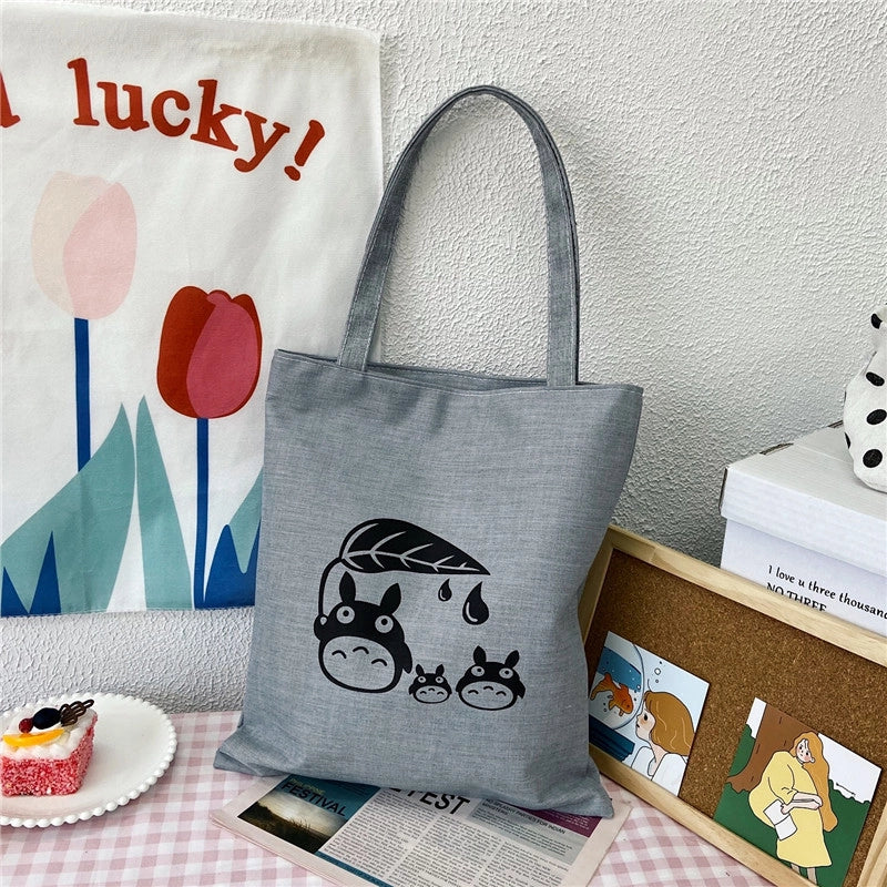 Women's Medium Canvas Letter Classic Style Sewing Thread Square Zipper Canvas Bag