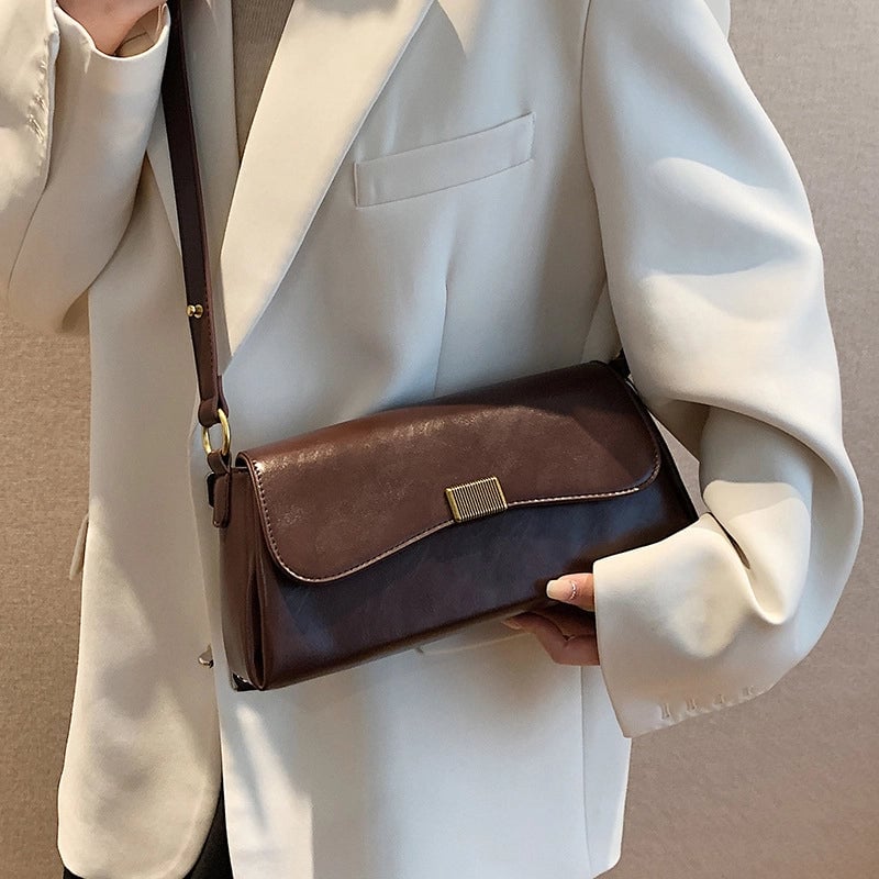 Women's Large Pu Leather Solid Color Streetwear Square Zipper Shoulder Bag Crossbody Bag