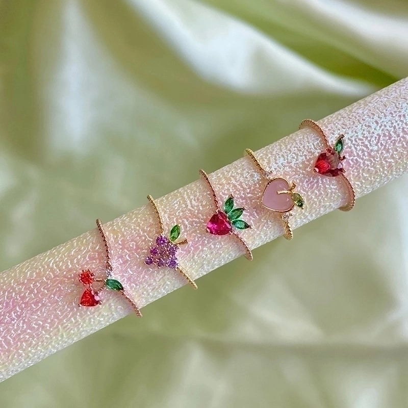 Color Zirconium Cherry Peach Tropical Fruit Rings