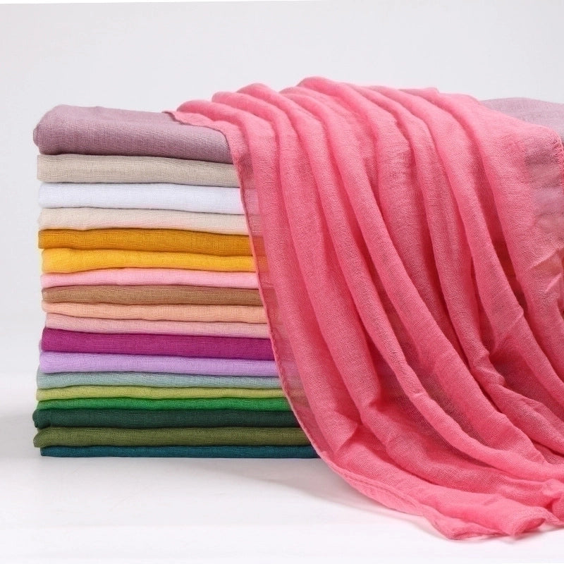 Women's Minimalist Solid Color Voile Sewing Cotton Linen Scarves