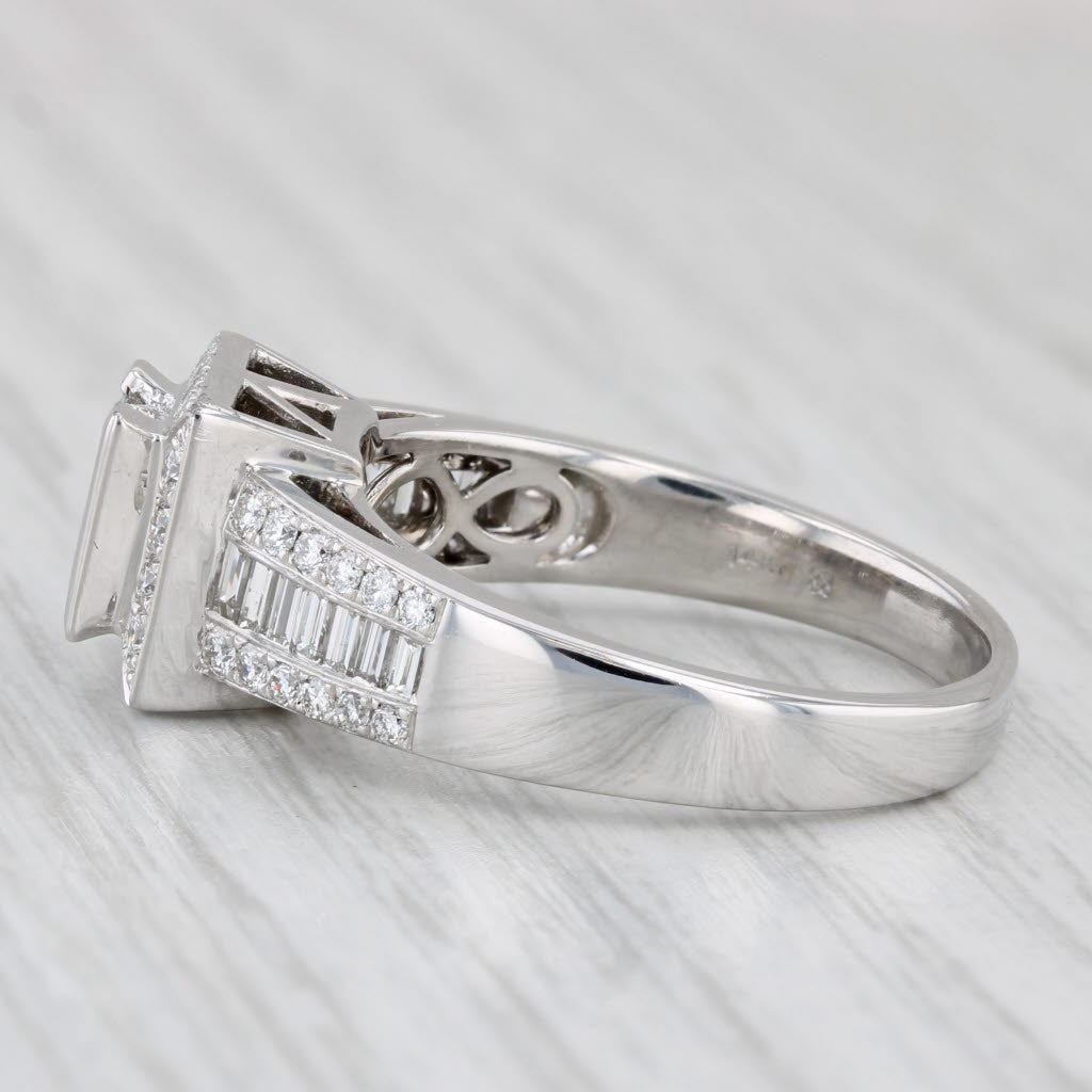 1.22ctw Princess Diamond Halo Engagement Ring 14k White Gold Size 10.5