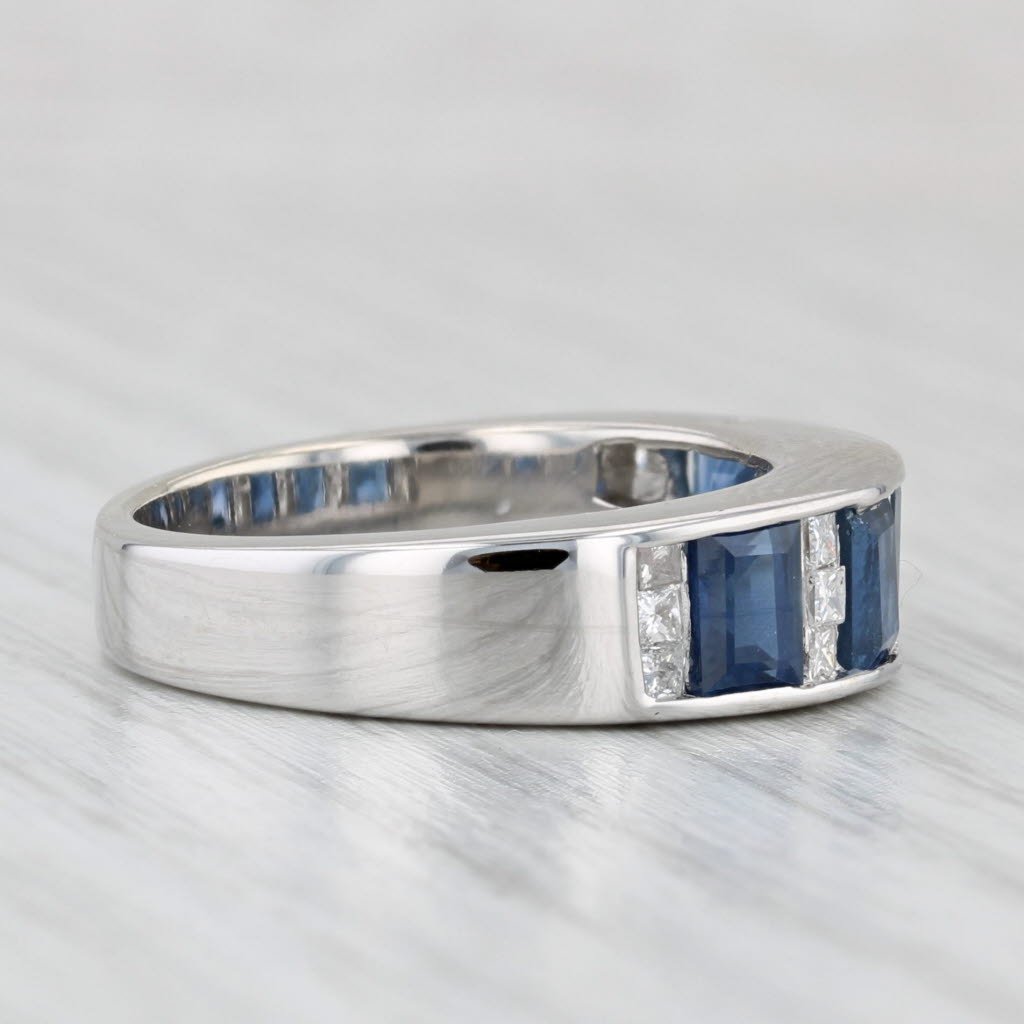 2.45ctw Blue Sapphire Diamond Ring 14k White Gold Size 7 Band