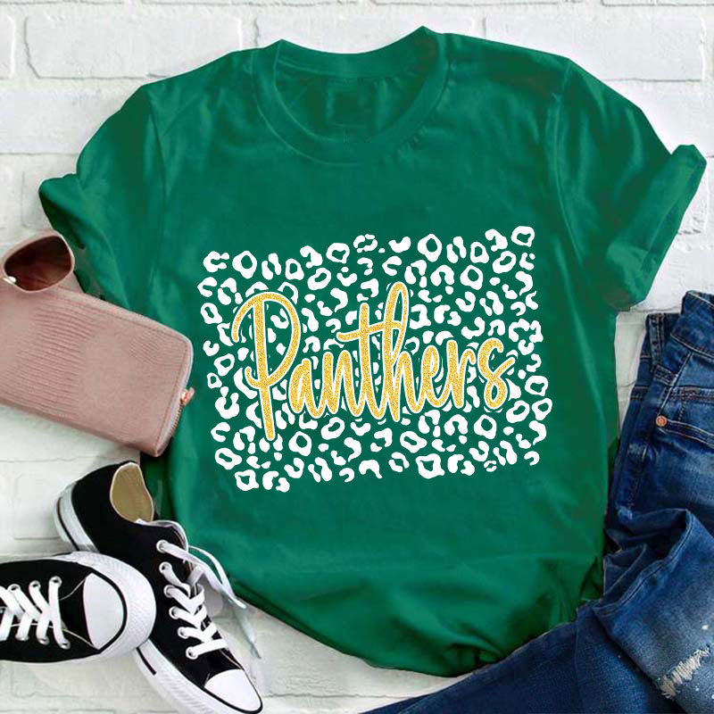 Personalized Leopard Team Spirit Teacher T-Shirt