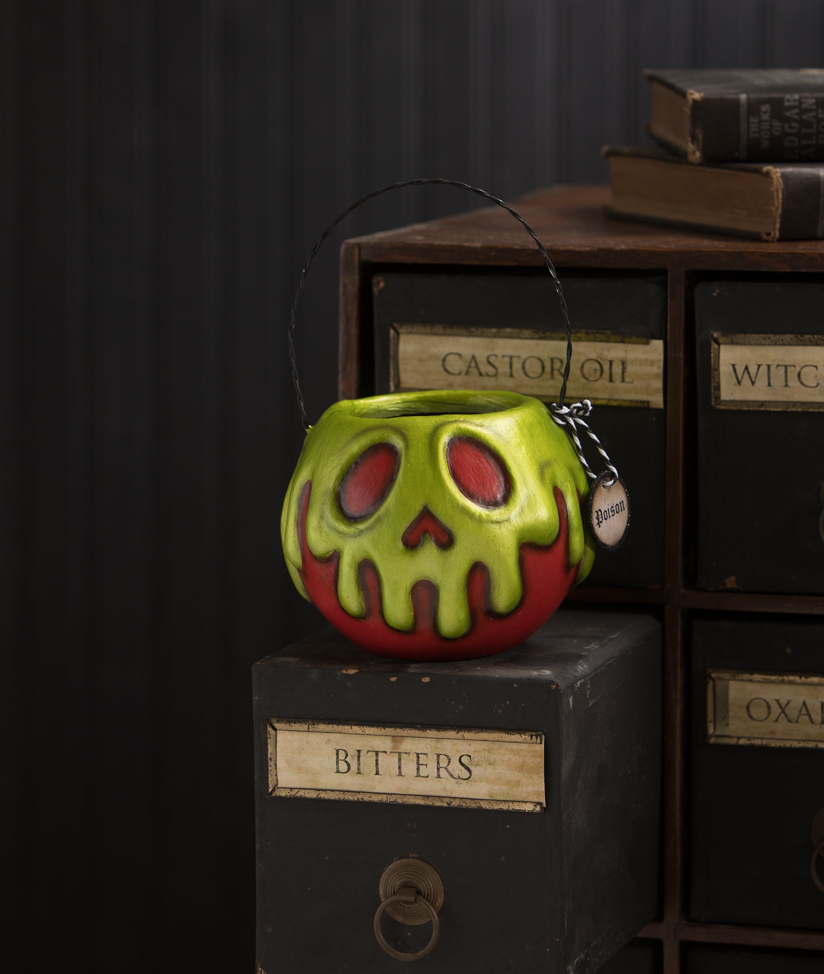 Red Apple Bucket with Green Poison. Small