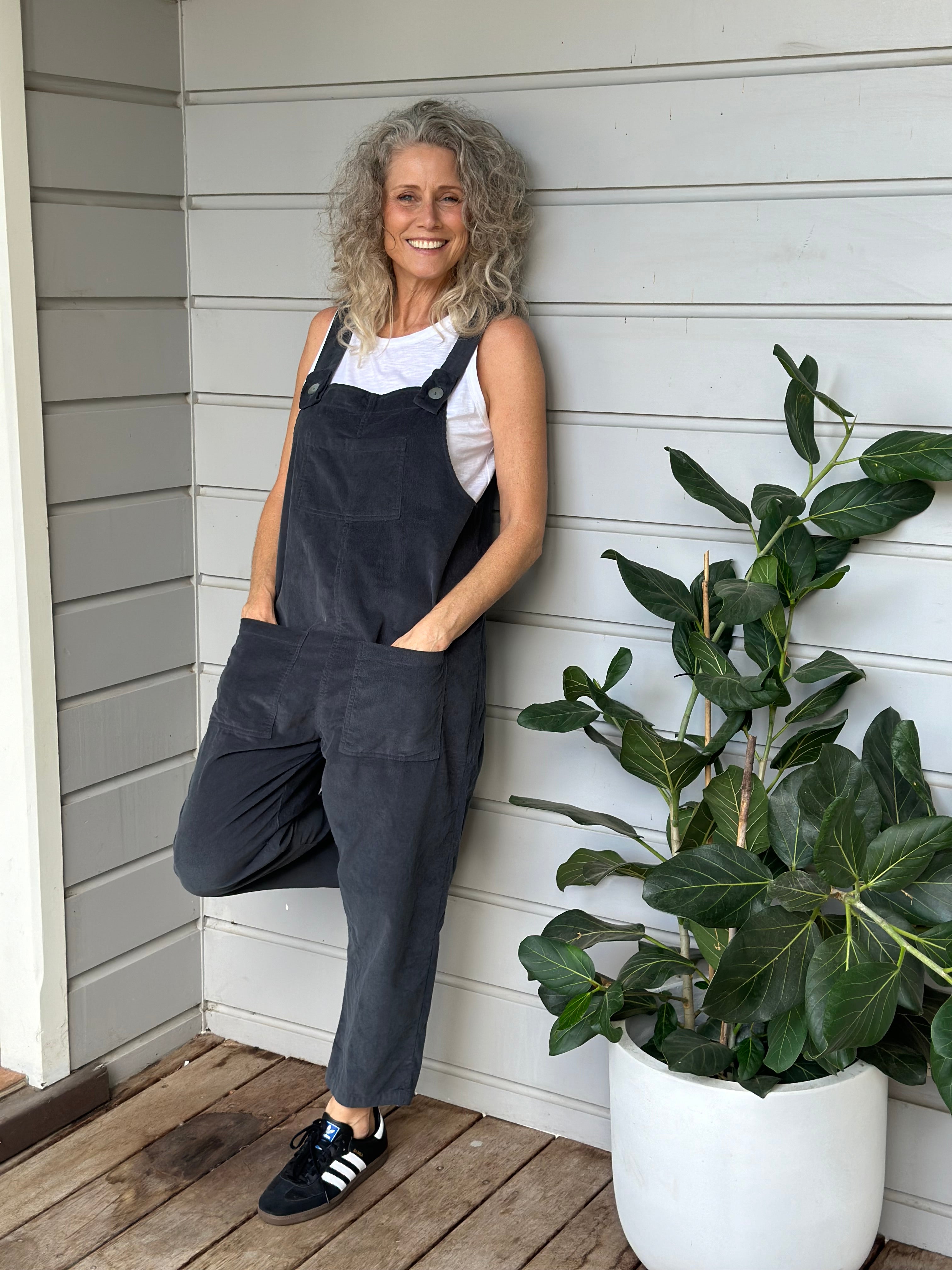 overalls - charcoal cord