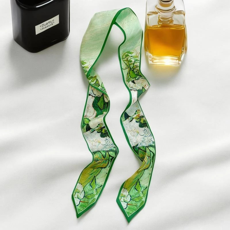 Women's Fairy Style Sweet Flower Satin Silk Scarf