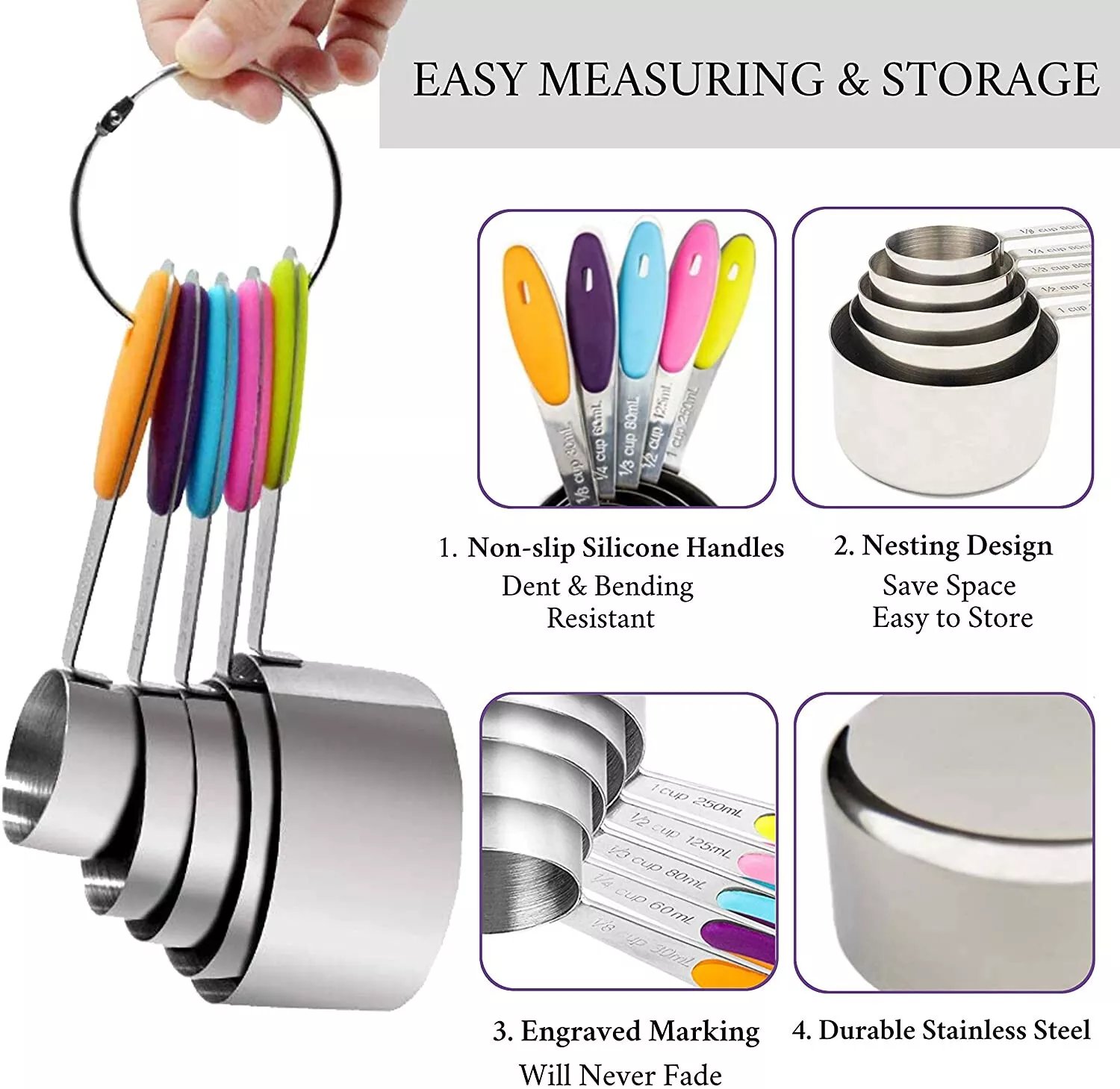 🔥Stainless Steel Magnetic Measuring Spoons Set