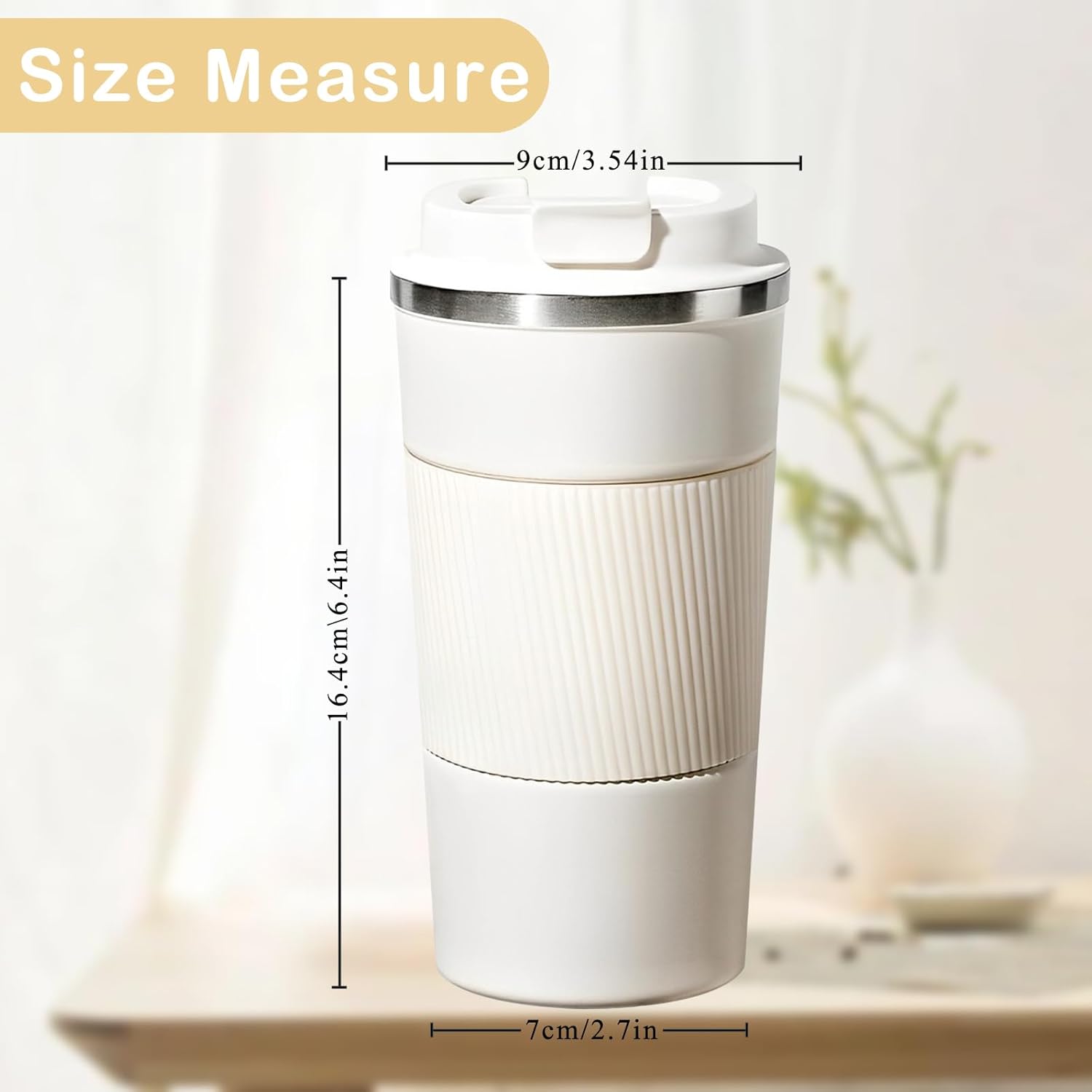 Senshuomy Travel Mug, Insulated Coffee Cup with Leakproof Lid, Reusable Coffee Cups Travel Cup, Stainless Steel thermaol Mug for Hot Cold Drinks (Green 380ml)