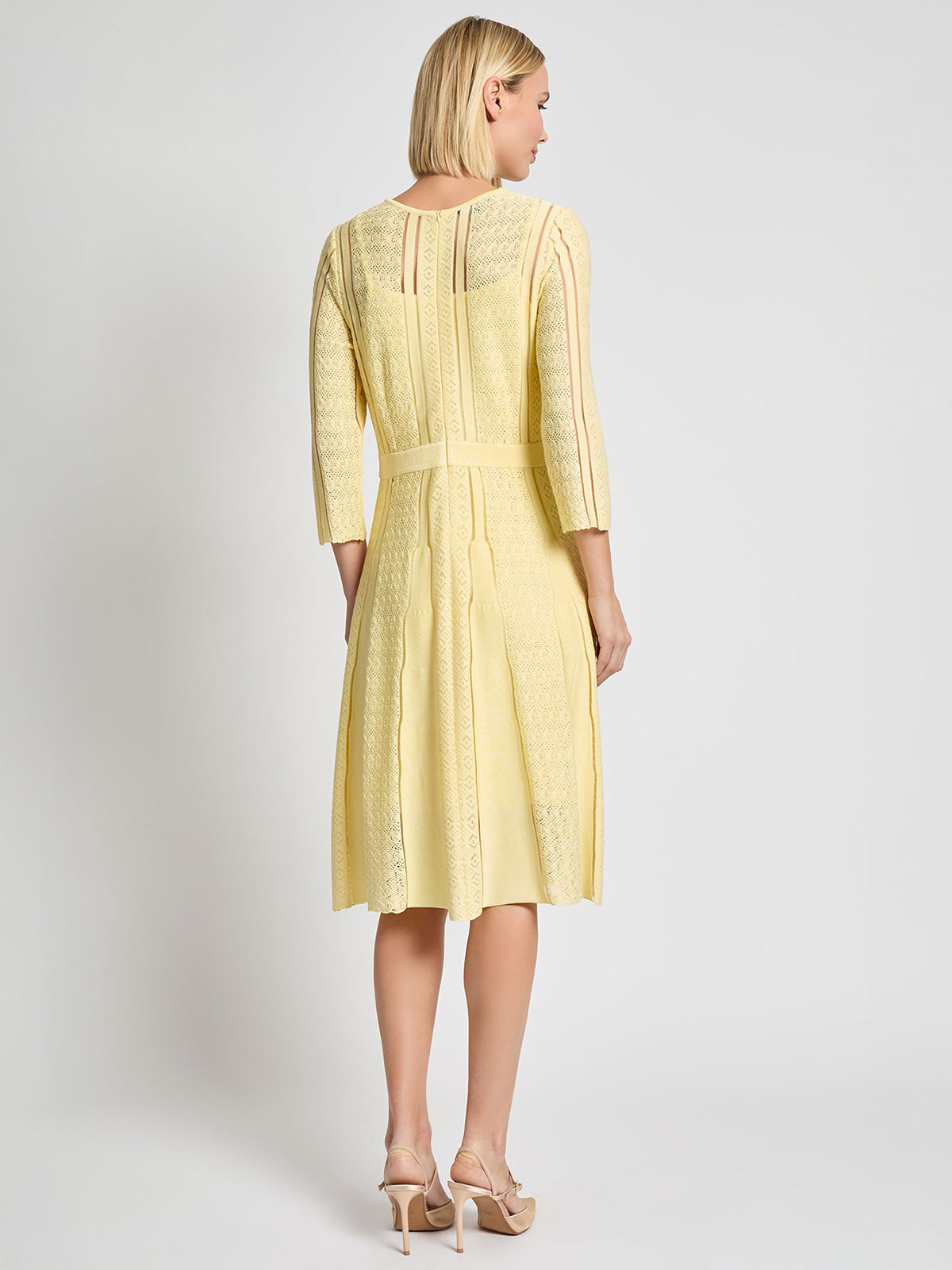A-Line Diamond Pointelle Knit Dress - Modern Fit