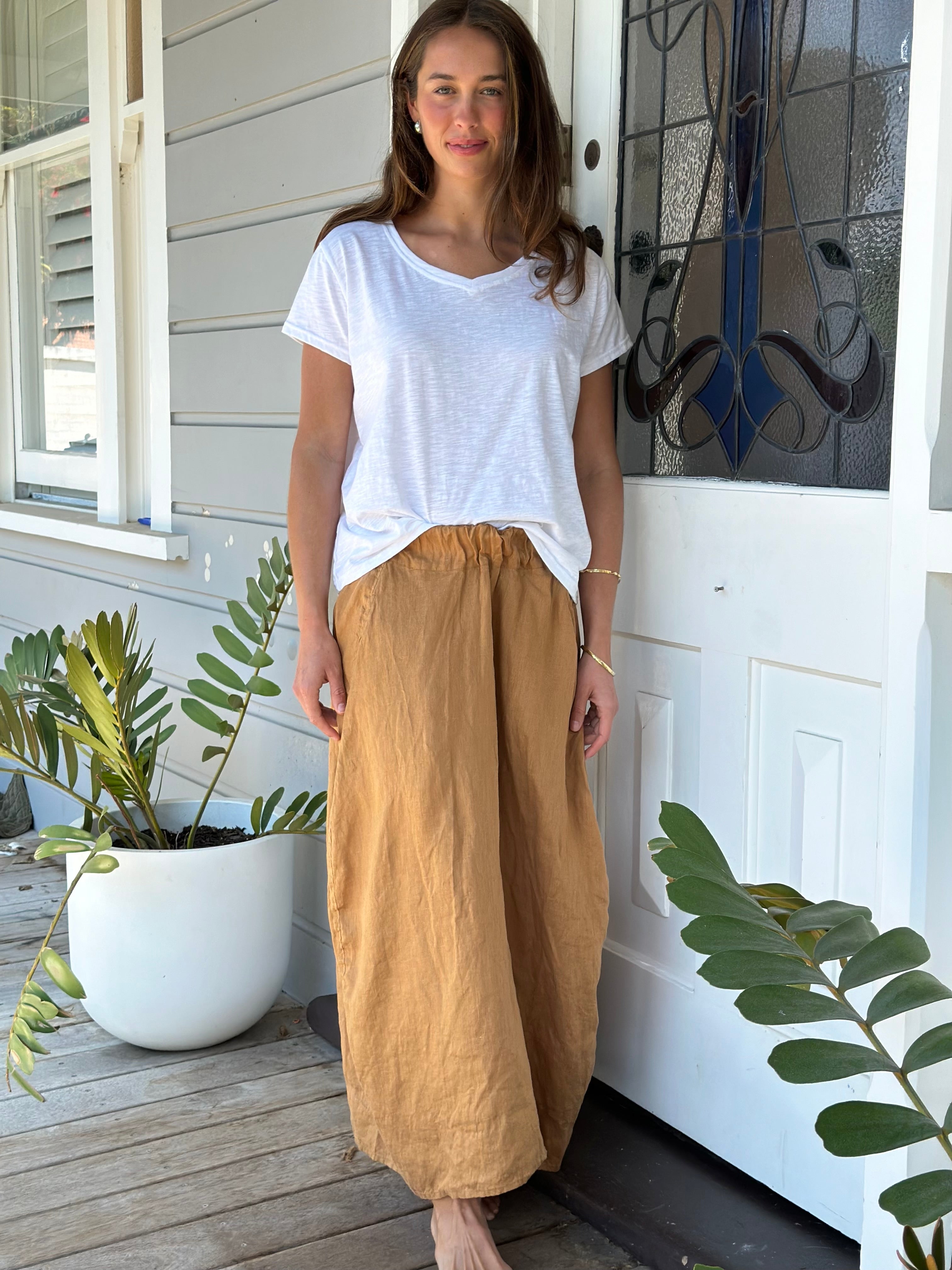 lana skirt - caramel linen