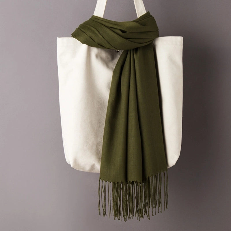 Thin Cashmere Scarf Solid Color Tassel Shawl LOGO Gift Scarf Factory Direct
