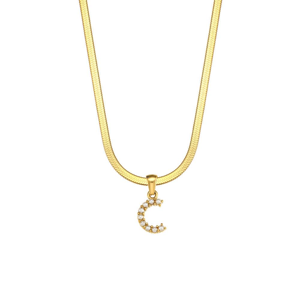 Fashion Letter Number Text Stainless Steel 18K Gold Plated Necklaces