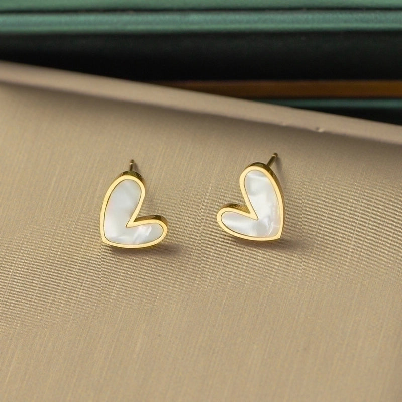 Casual Minimalist Heart Shape Titanium Steel Plating Inlay Pearl Shell Bracelets Earrings Necklace