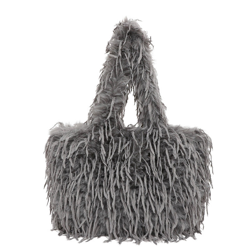 Women's Medium Plush Solid Color Streetwear Square Magnetic Buckle Shoulder Bag