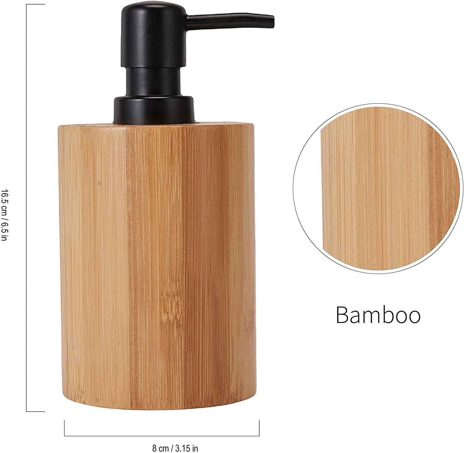 Bamboo Hand Soap Dispenser. Liquid Soap Dispenser Lotion Dispenser Bottle. Refillable Liquid Soap Dispenser for Kitchen Bathroom Washroom