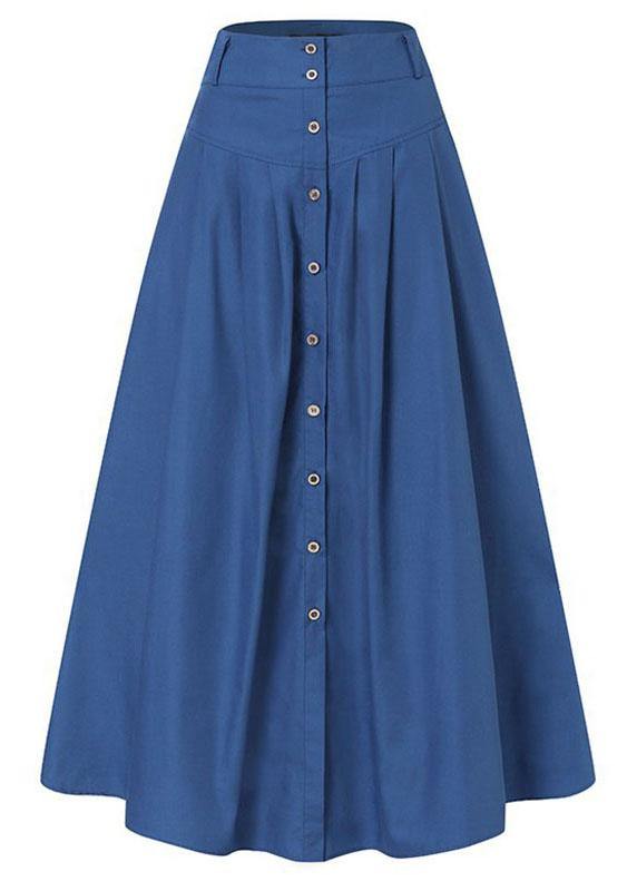 Women Solid Color Bottom Front Loose Casual Long Skirt With Pocket