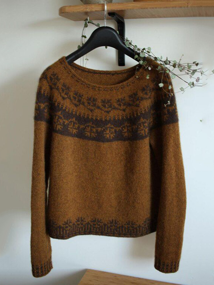 Vintage Voloshka Icelandic Knit Jacquard Warmth Crew Neck Sweater Unisex