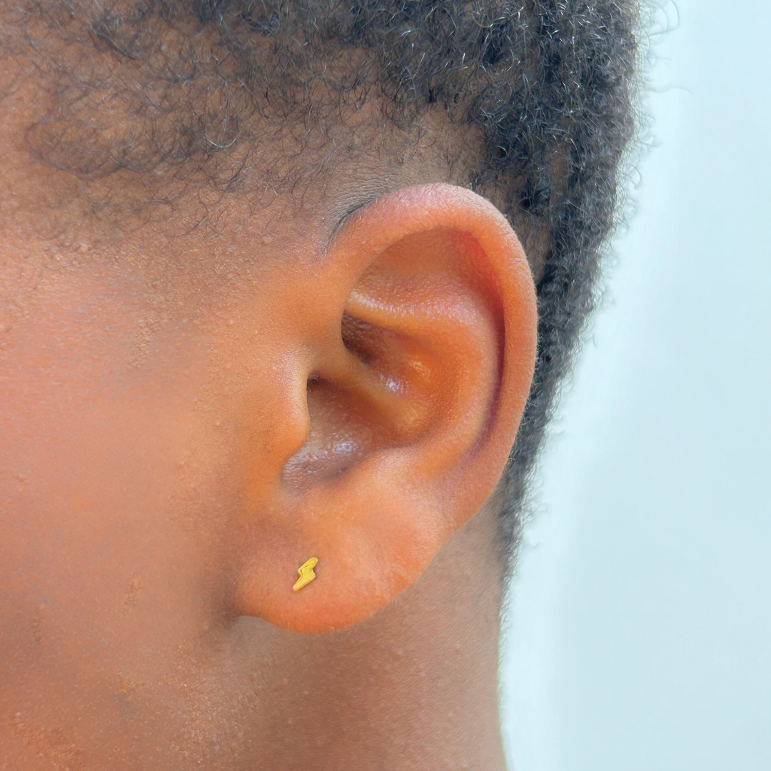 Tiny lightning  studs - Gold