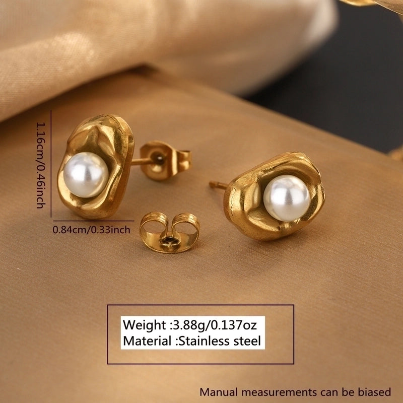 Sweet Minimalist Pea 304 Stainless Steel Acrylic 18K Gold Plated Plating Inlay Earrings Necklace Jewelry Set