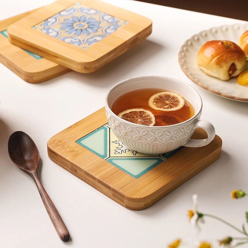 Simple Anti-scald Table Mat Heat Insulation Board Wooden Mat Thickened Teppanyaki Wooden Mat Hot Charcoal Wooden Mat Heat-resistant Casserole Bowl Mat