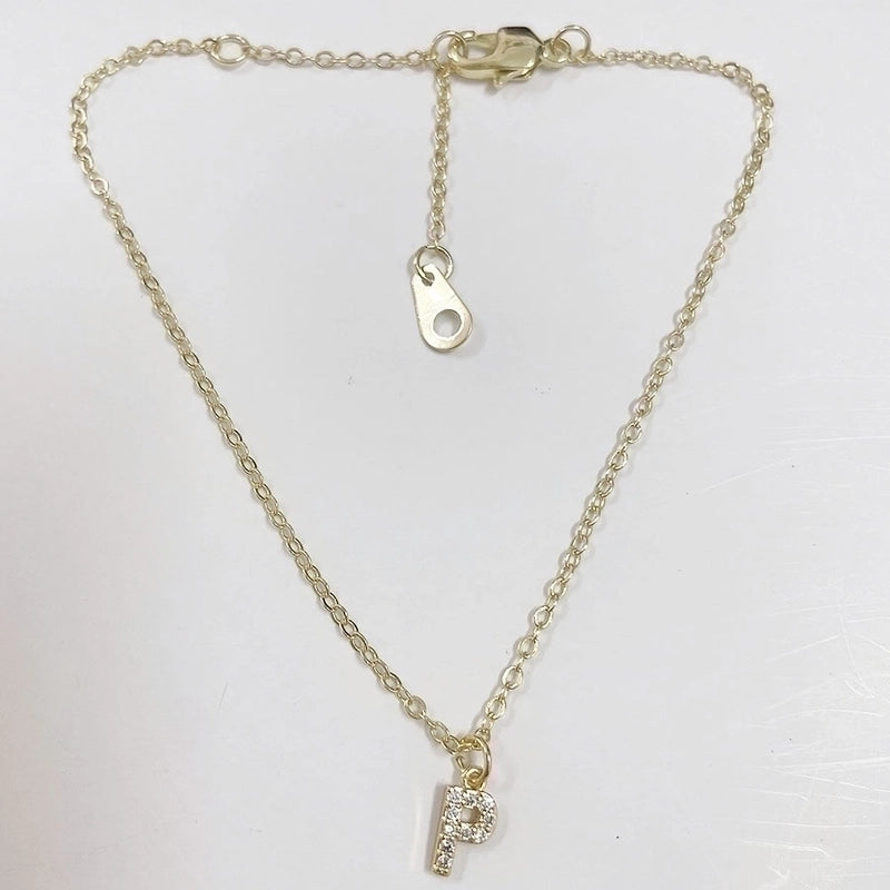 Fashion Letter Brass Bracelets Inlay Zircon Copper Bracelets