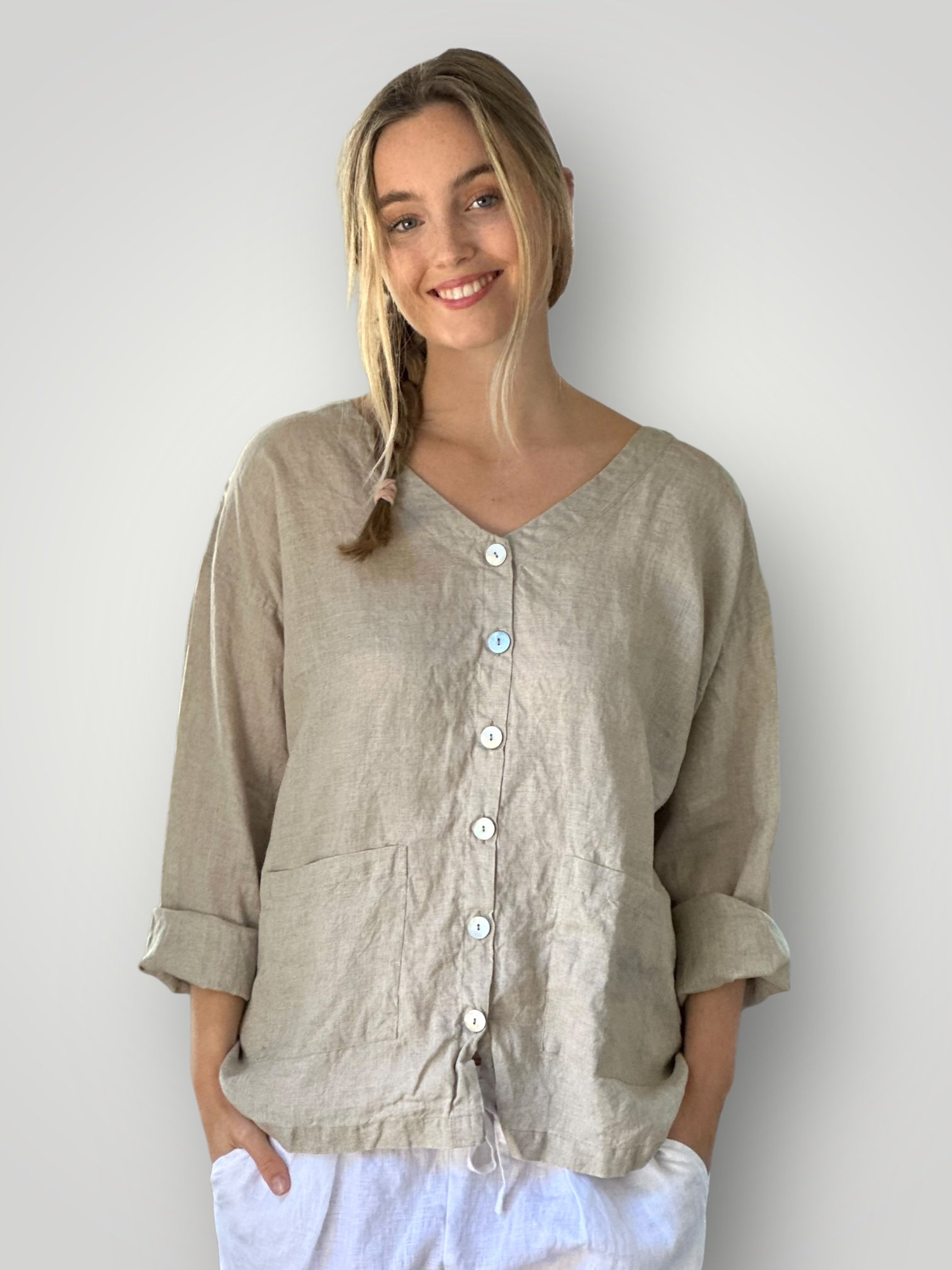 jamie jacket -natural linen