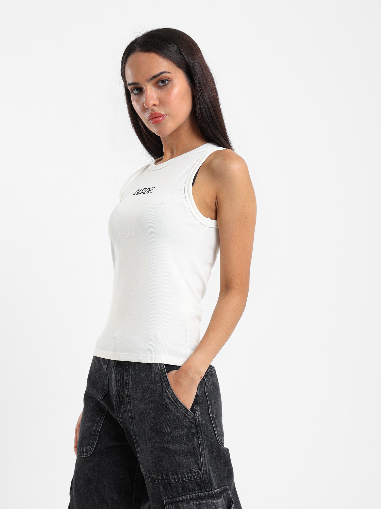 Embroidered Cropped Halter neck Tee