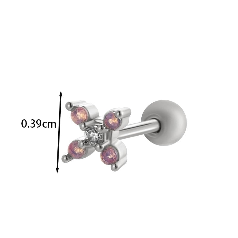 1 Piece Ear Cartilage Rings & Studs IG Style French Style  Water Droplets Flower Copper Inlay Zircon