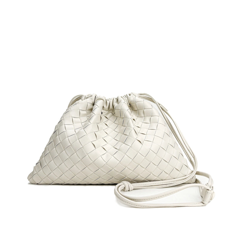 Women's Cowhide Irregular Solid Color Streetwear Square String Handbag Drawstring Bag