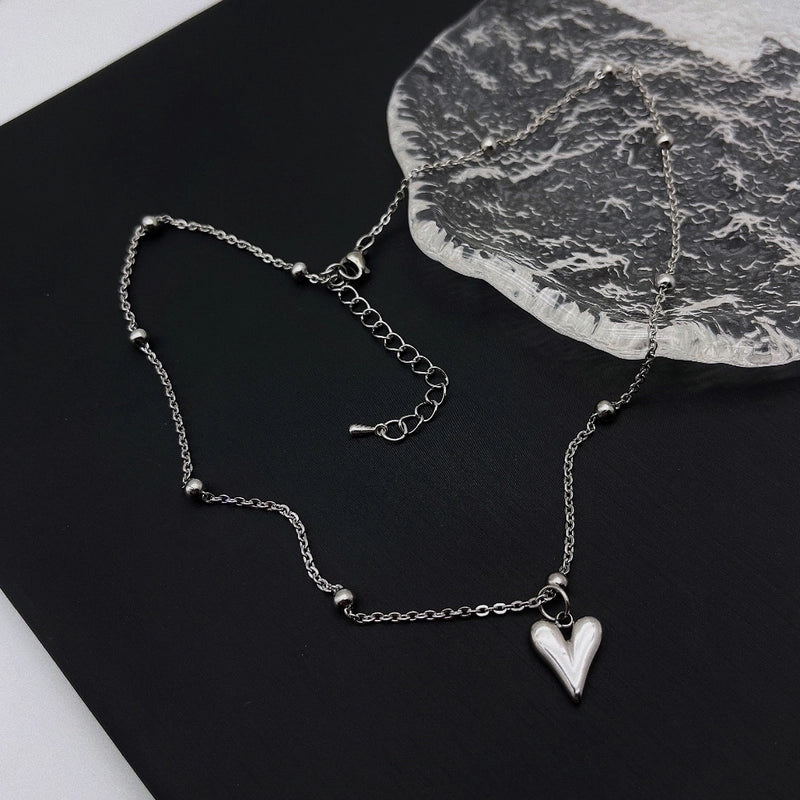 Titanium Steel Minimalist Polishing Heart Shape Pendant Necklace