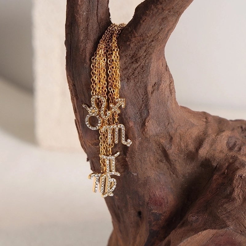 Minimalist Constellation Titanium Steel Zircon 18K Gold Plated Plating Inlay Pendant Necklace
