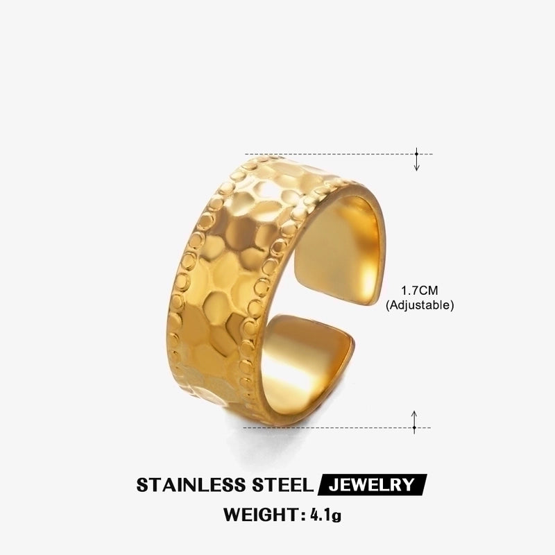 304 Stainless Steel 18K Gold Plated IG Style Plating Cross Open Rings