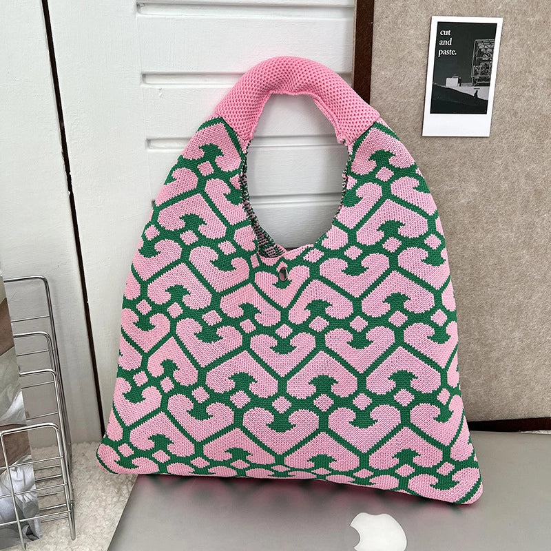 Women's Medium Polyester Printing Streetwear Dumpling Shape Buckle Handbag