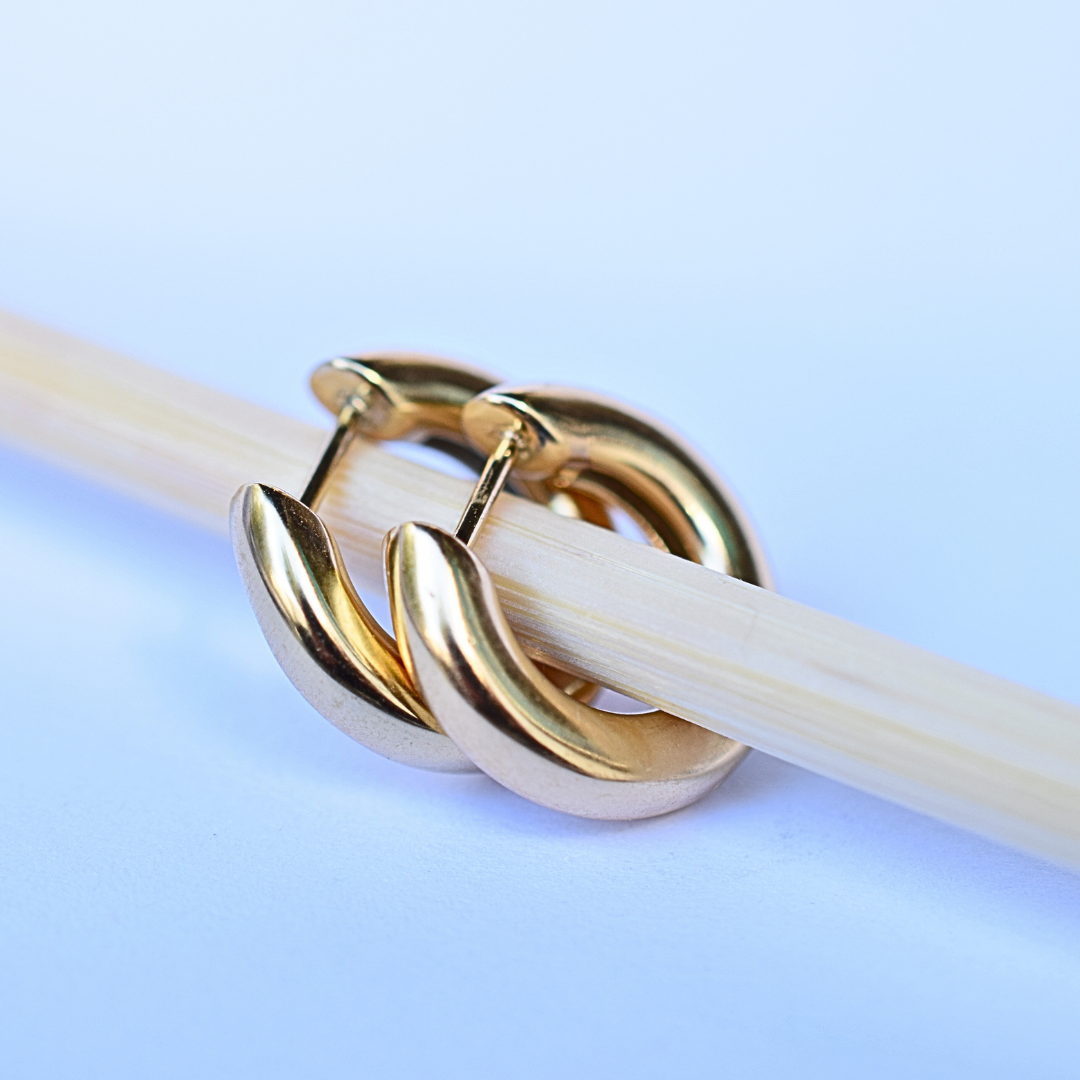 12mm Chunky hinged hoops - Gold