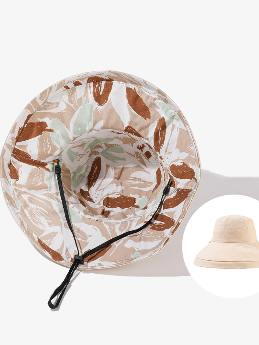 Women Summer Flower Dual-side Wearing Sunproof Hat