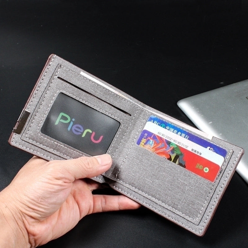 Men's All Seasons Denim Solid Color Classic Style Square Open Small Wallet