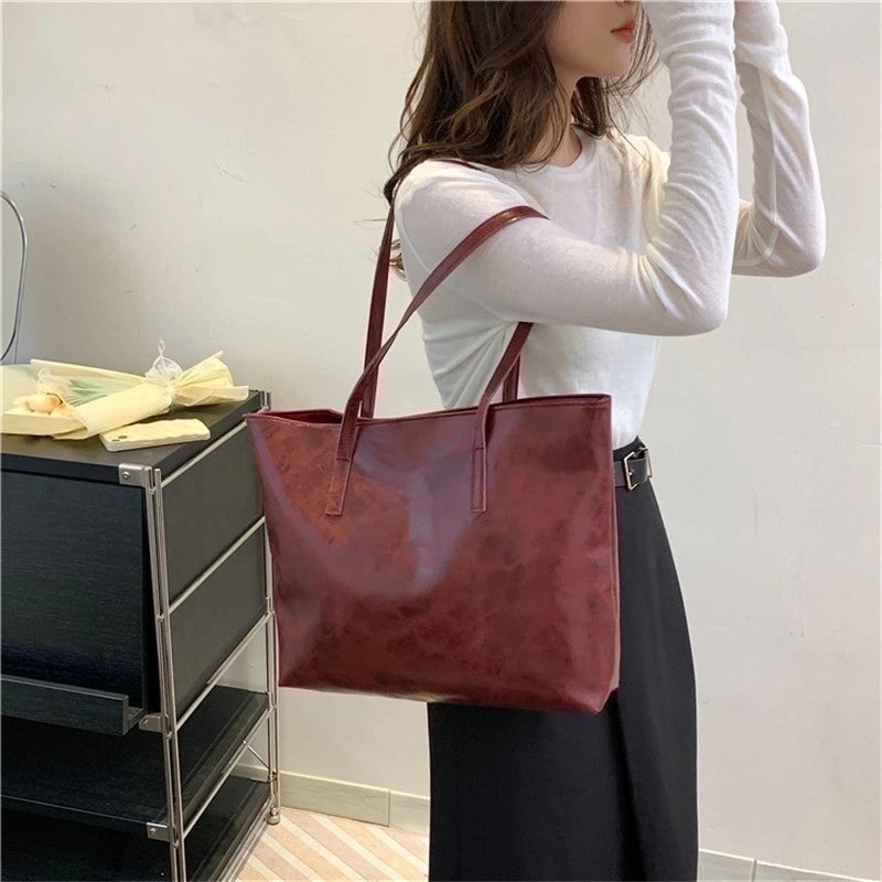 Women's Large All Seasons Pu Leather Vacation Streetwear Shoulder Bag Tote Bag