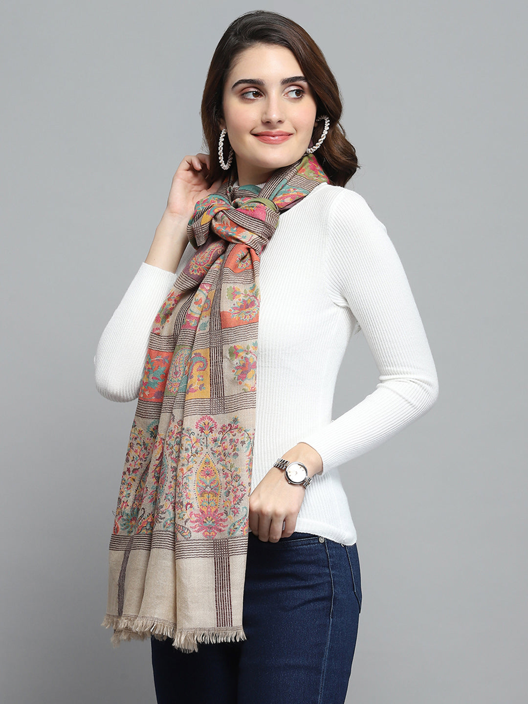 Women Multicolor Self Design Stole