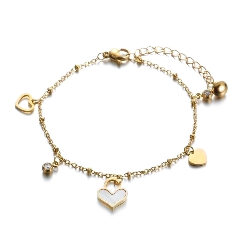 Fashion Heart Shape Titanium Steel Plating Inlay Artificial Gemstones Bracelets 1 Piece