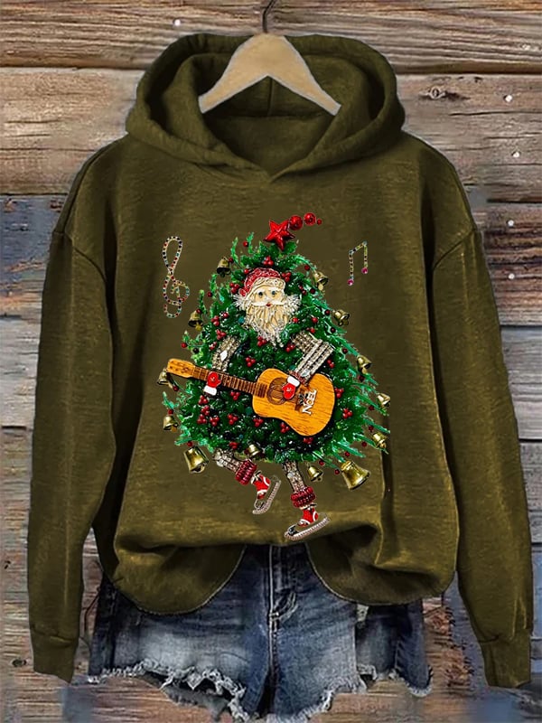 Women's Christmas Santa Art Print Casual Hoodie