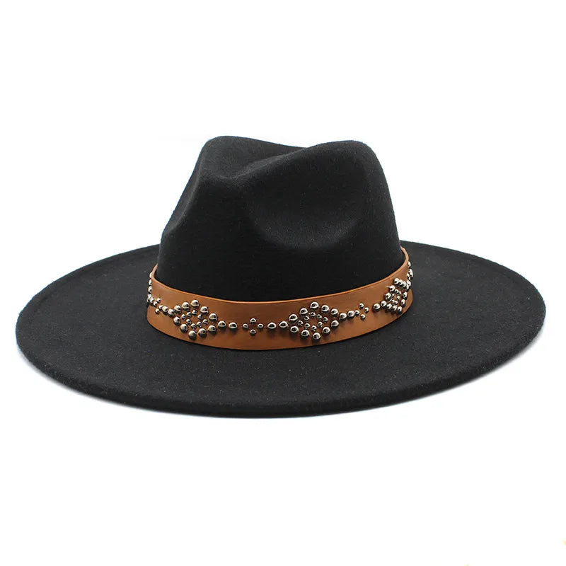 Autumn And Winter Wool Big Brim Jazz Hat Men's And Women's Fashion Casual 9.5cm Big Edge Jazz Hat Felt Hat