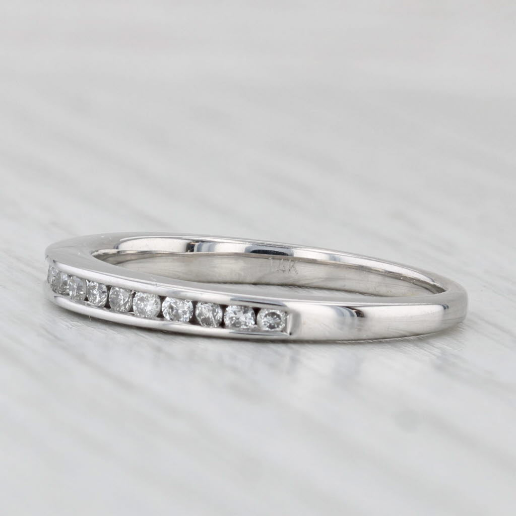 0.24ctw Diamond Wedding Band 14k White Gold Size 6.75 Stackable Channel Set