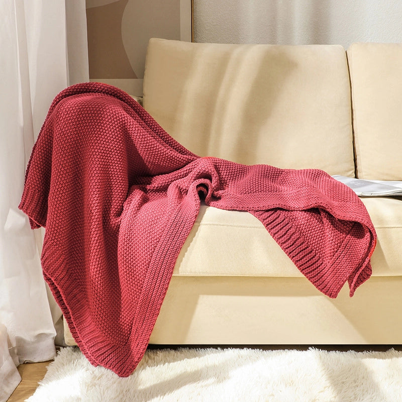 Waffle Sofa Blanket Knitted Blanket Office Air Conditioning Lunch Break Blanket Shawl Blanket Casual Blanket Bed Cover Blanket Small Blanket