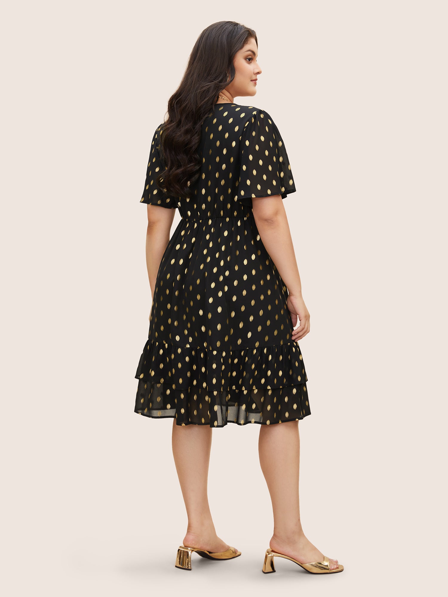 Glitter Polka Dot Patchwork Ruffles Dress