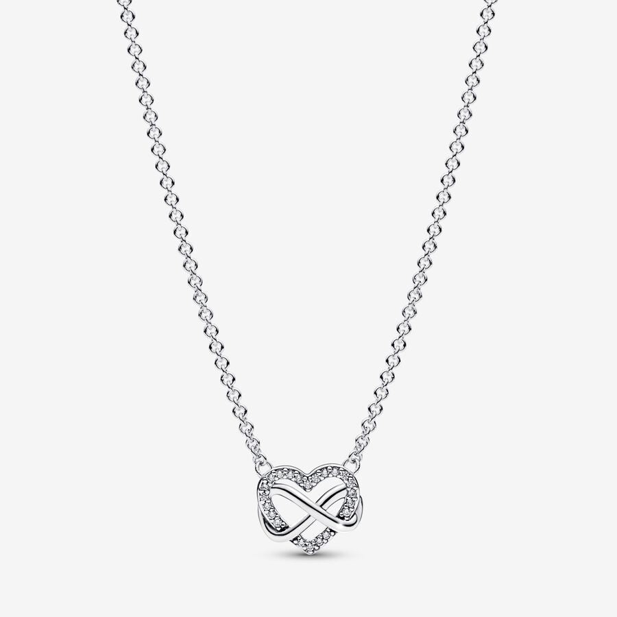 Sparkling Infinity Heart Pandora Collier Necklace